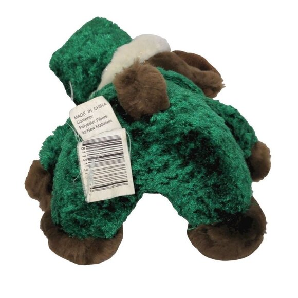 Walmart Brown Christmas Reindeer Green Suit Hat Plush Stuffed Animal 7.5" - Picture 5 of 7